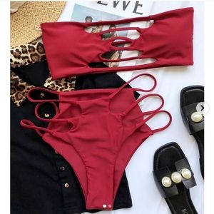 Shein Red Cutout Bikini Set
